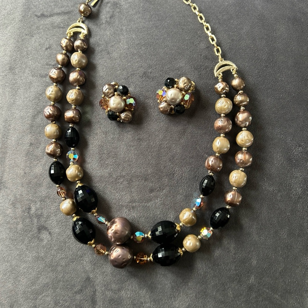 Vintage Beaded Necklace and Earring Set